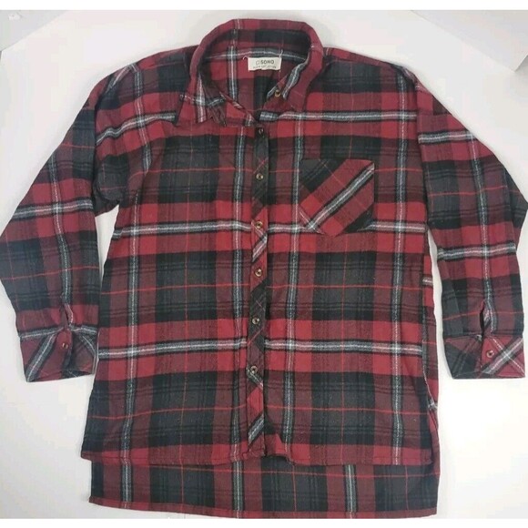 Ci Sono Plaid Collection Men’s Button Up Shirt‎ Long Sleeve Red-black Size M - Picture 1 of 7